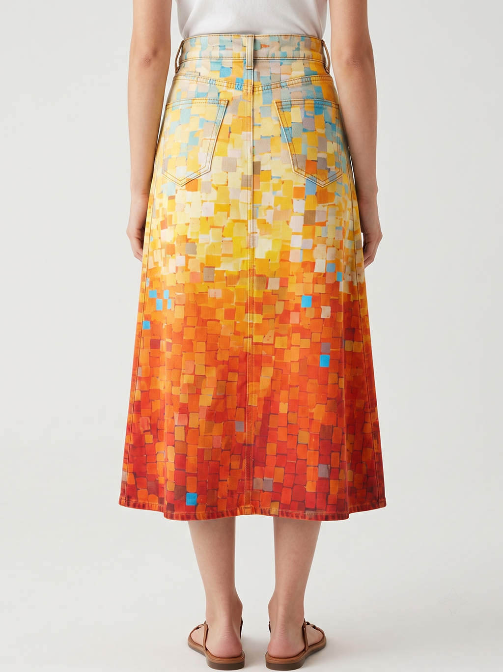 Sunset Mosaic RB-SKT10 – Back View – Jessie – orange, yellow
