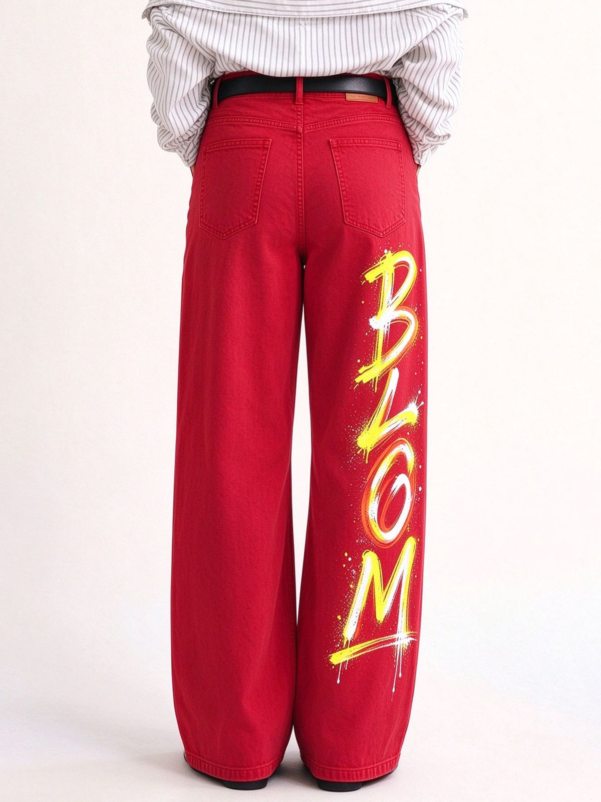 Cowhide Dust Spots Wide-Leg Jeans