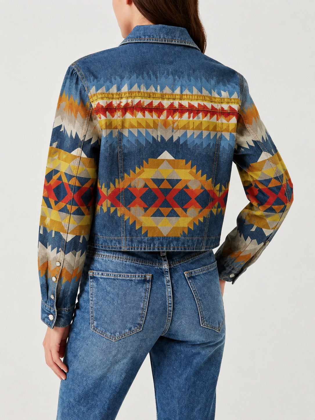 Desert Mirage Indigo RB-JKT01 – Back View – Riley – Indigo, Terracotta
