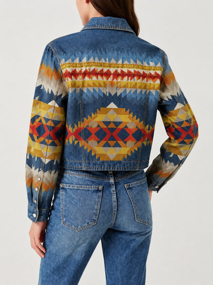 Desert Mirage Indigo RB-JKT01 – Back View – Riley – Indigo, Terracotta