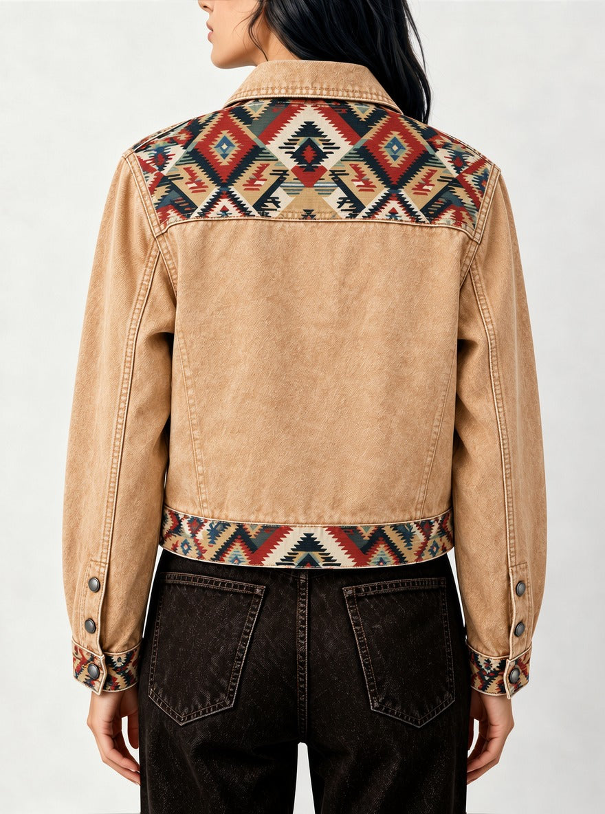 Wild Stripe Rodeo Cropped Denim Jacket