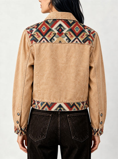 Wild Stripe Rodeo Cropped Denim Jacket