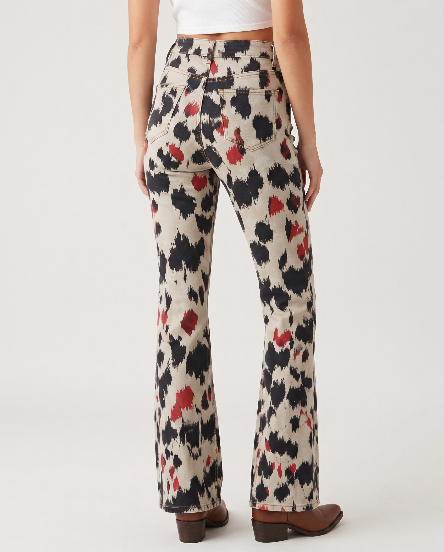 Wild Bloom Bootcut Jeans – Back View – Riley – Cream