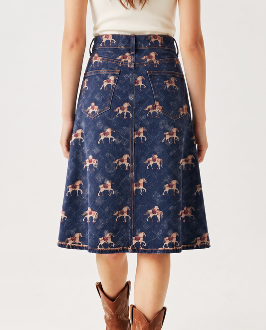 Horse Herd RB-SKT03 – Back View – Riley – Dark Indigo