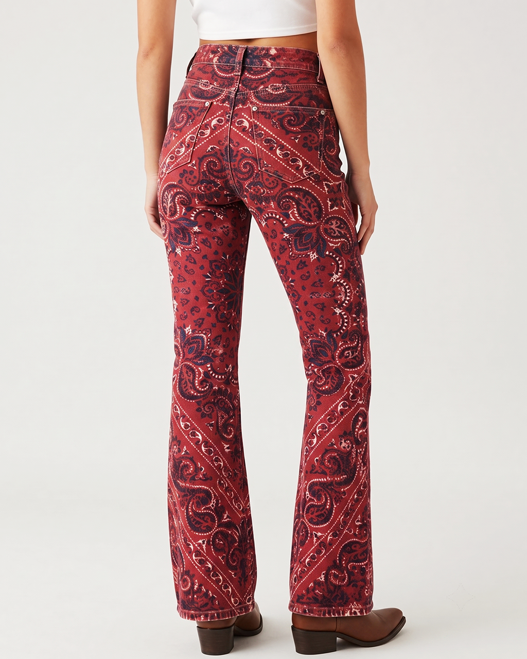 Crimson Serenade Bootcut Jeans – Back View – Riley – crimson