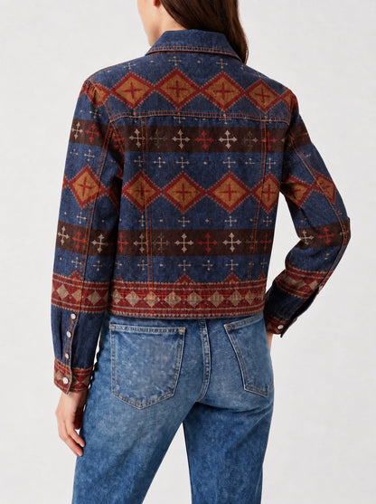 Desert Mirage Indigo RB-JKT01 – Back View – Riley – Indigo, Terracotta, Burnt Orange