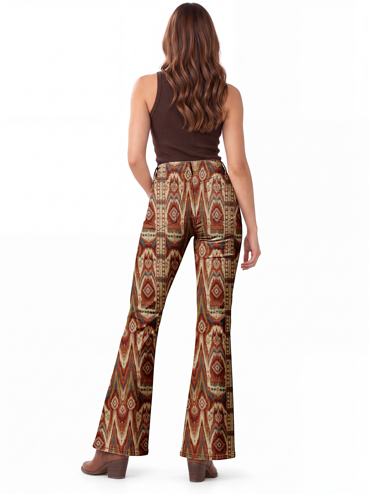 Canyon Weave Rust Bootcut Jeans – Back View – Riley – Rust