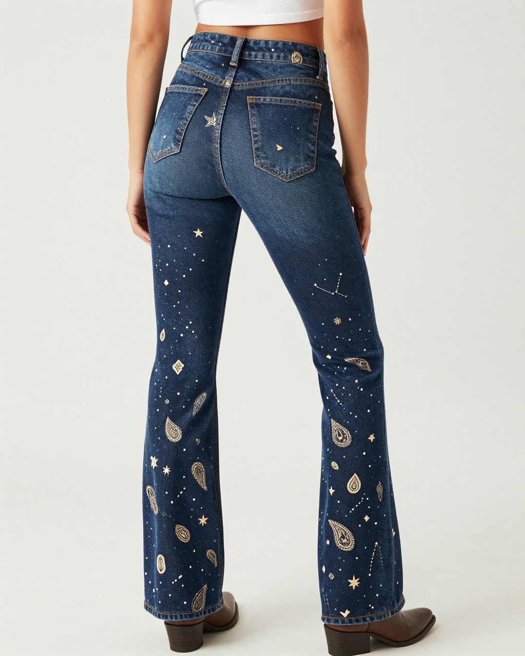 Paisley & Star Bootcut Jeans – Back View – Riley – Navy / White