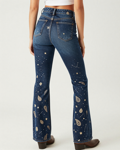 Paisley & Star Bootcut Jeans – Back View – Riley – Navy / White