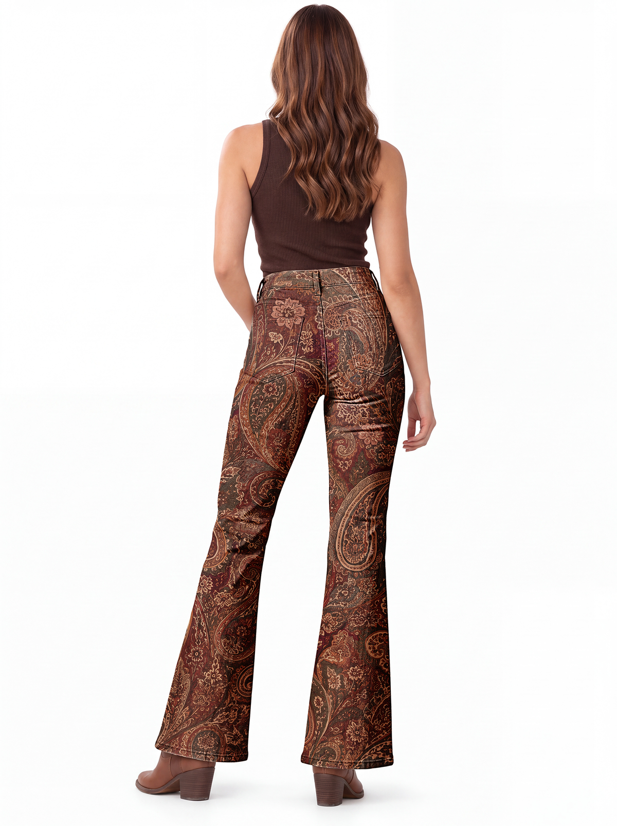 Paisley Outlaw Bootcut Jeans – Back View – Riley – Deep Burgundy