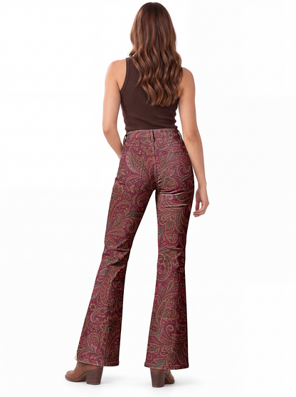 Paisley Dust Bootcut Jeans – Back View – Riley – Burgundy