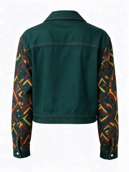 Southwest Diamond Trail Cropped Denim Jacket