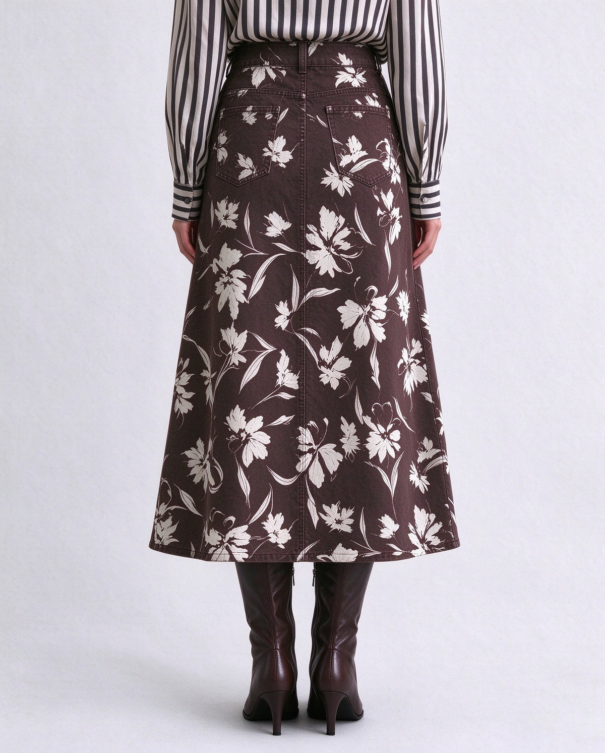 Rodeo Wildflower Bloom Ankle-Length Denim Skirt