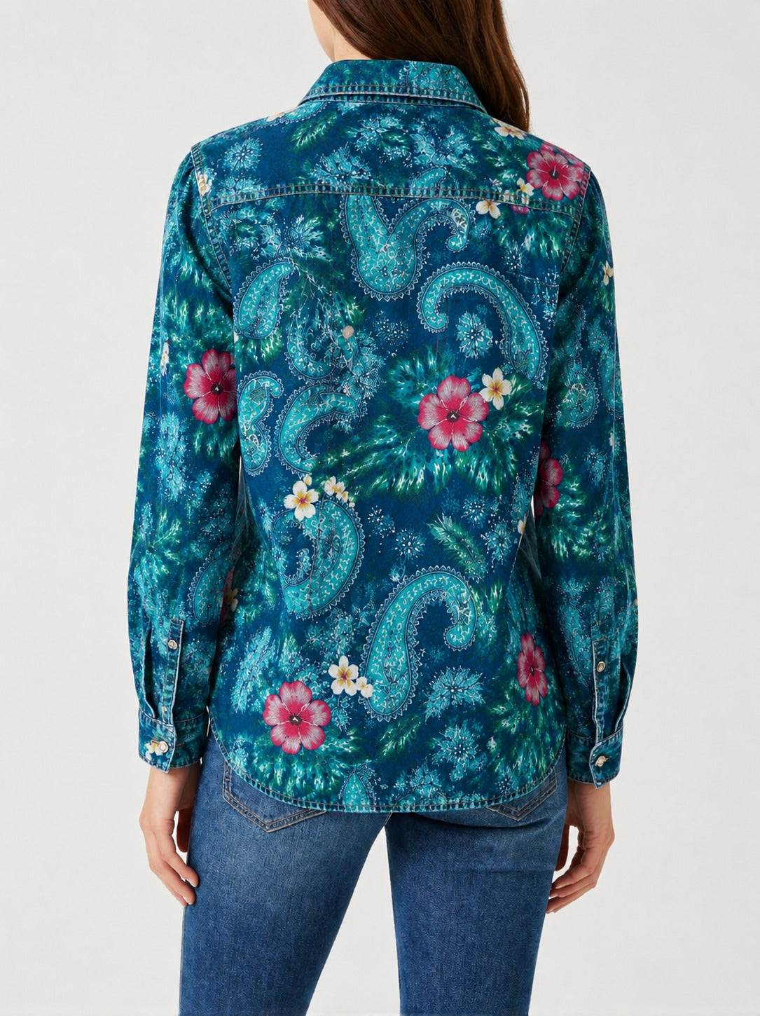 Prairie Bloom Teal RB-TOP16 – Back View – Riley – teal