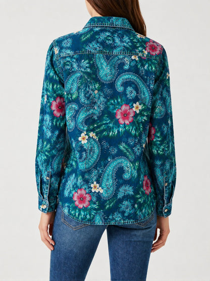 Prairie Bloom Teal RB-TOP16 – Back View – Riley – teal