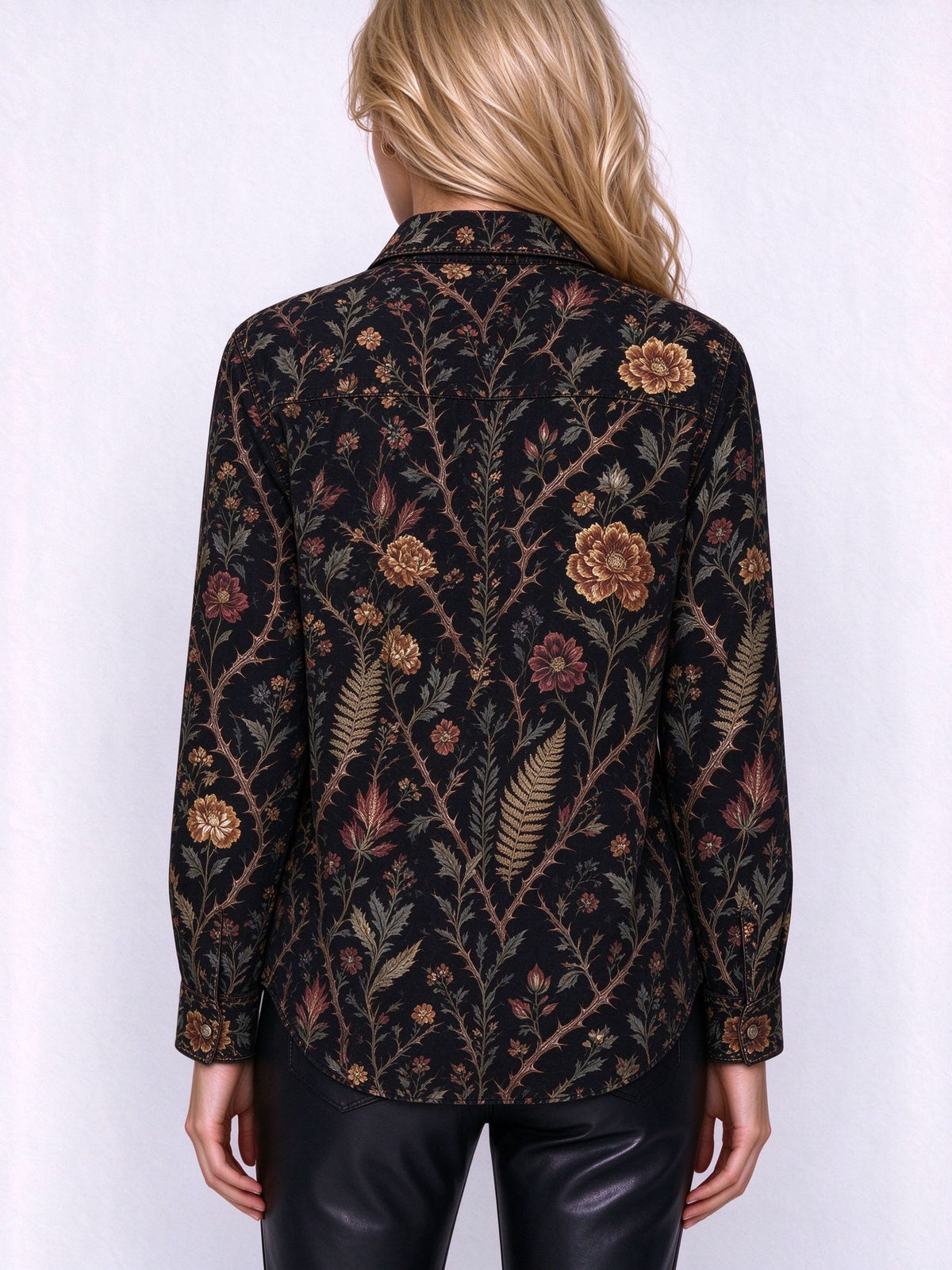 Midnight Ranch Trellis Long Sleeve Denim Shirt