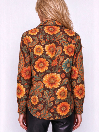 Prairie Sunburst Paisley Long Sleeve Denim Shirt