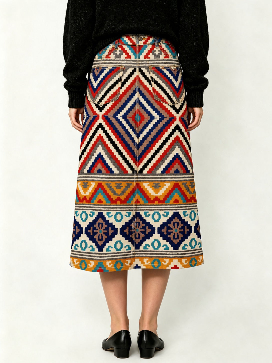 Wild Stripe Rodeo Ankle-Length Denim Skirt