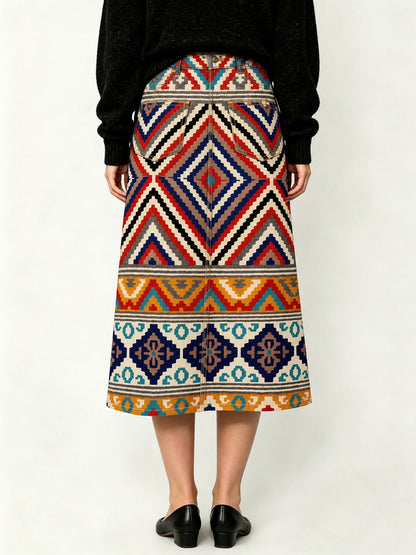 Wild Stripe Rodeo Ankle-Length Denim Skirt