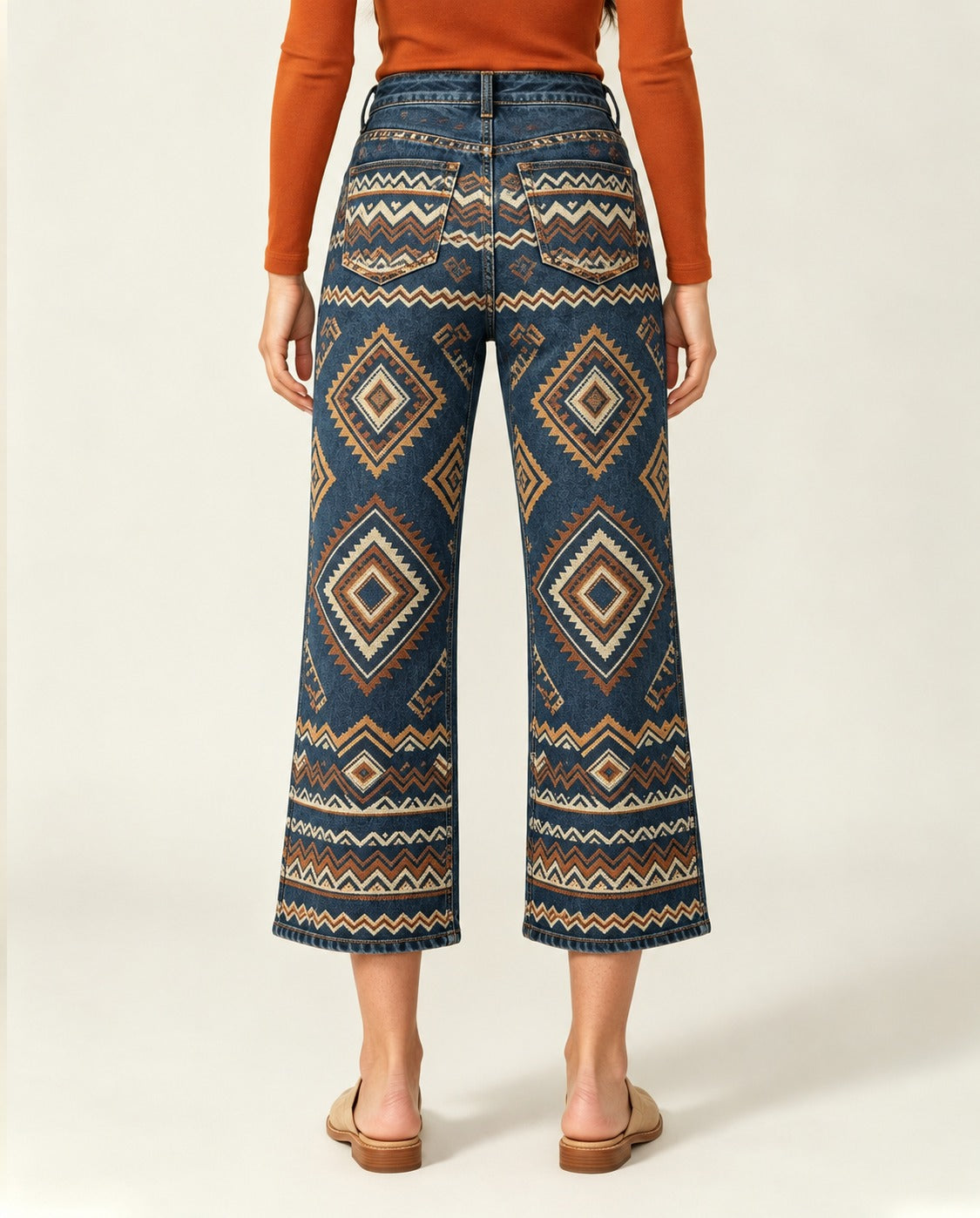 Desert Mirage Indigo RB-BOT24 – Back View – Riley – Indigo, Terracotta, Cream