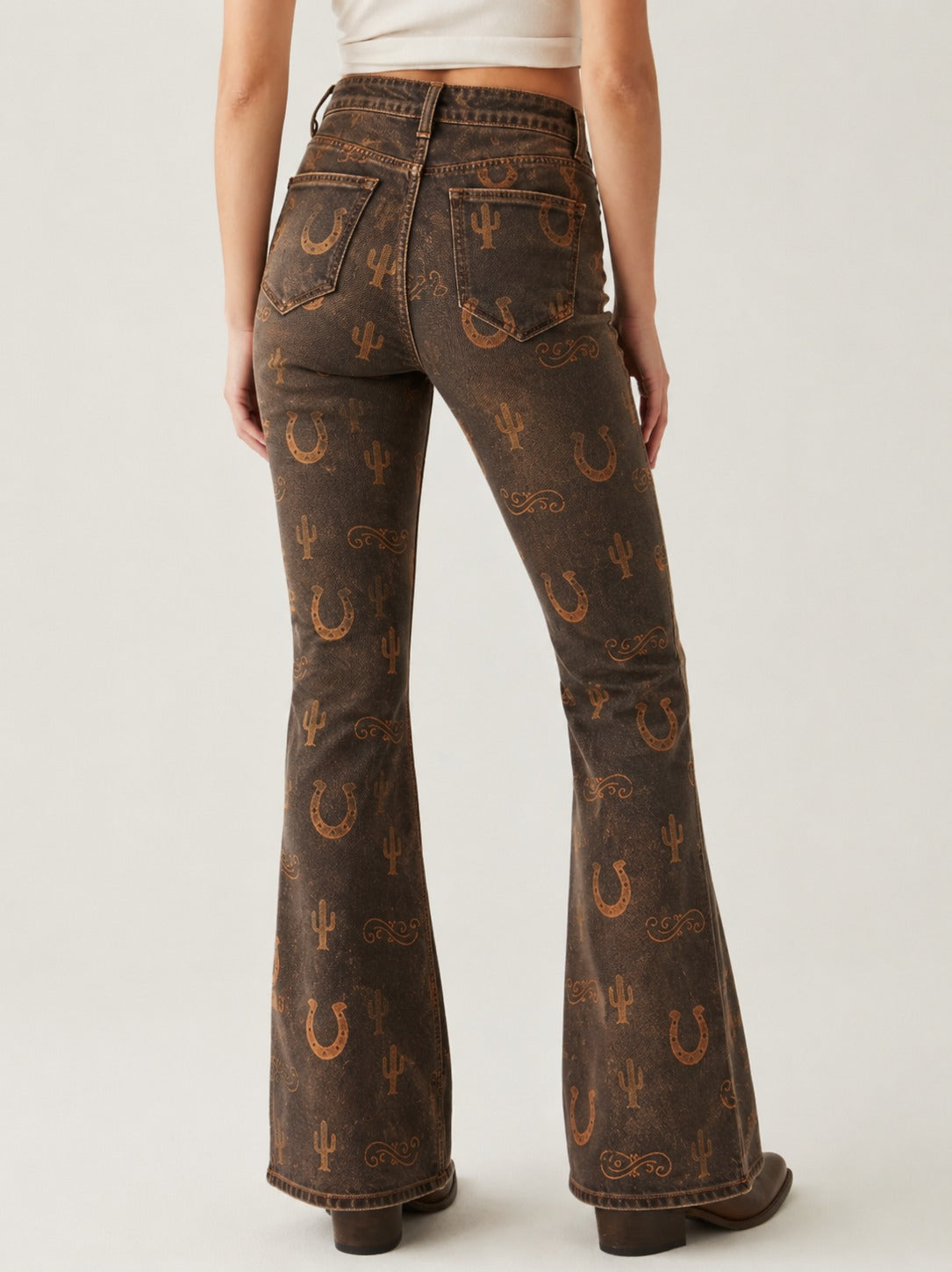 Desert Mirage Brown Bootcut Jeans – Back View – Riley – brown
