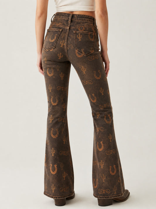 Desert Mirage Brown Bootcut Jeans – Back View – Riley – brown