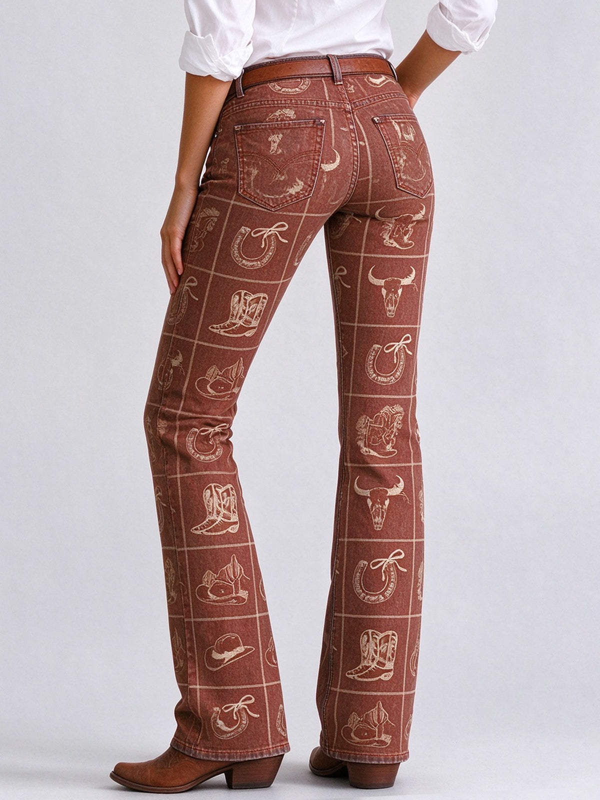 Rodeo Icon Grid Low-Rise Bootcut Jeans