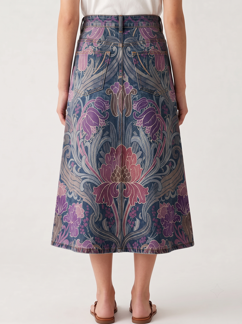 Cactus Bloom Deep RB-SKT10 – Back View – Jessie – deep indigo, purple