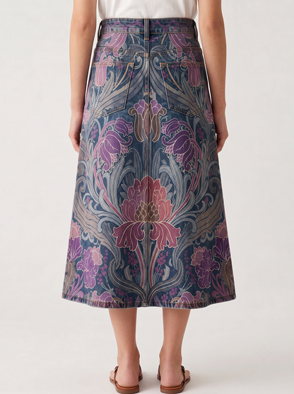 Cactus Bloom Deep RB-SKT10 – Back View – Jessie – deep indigo, purple