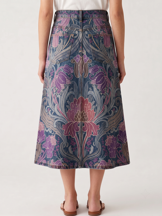 Cactus Bloom Deep RB-SKT10 – Back View – Jessie – deep indigo, purple