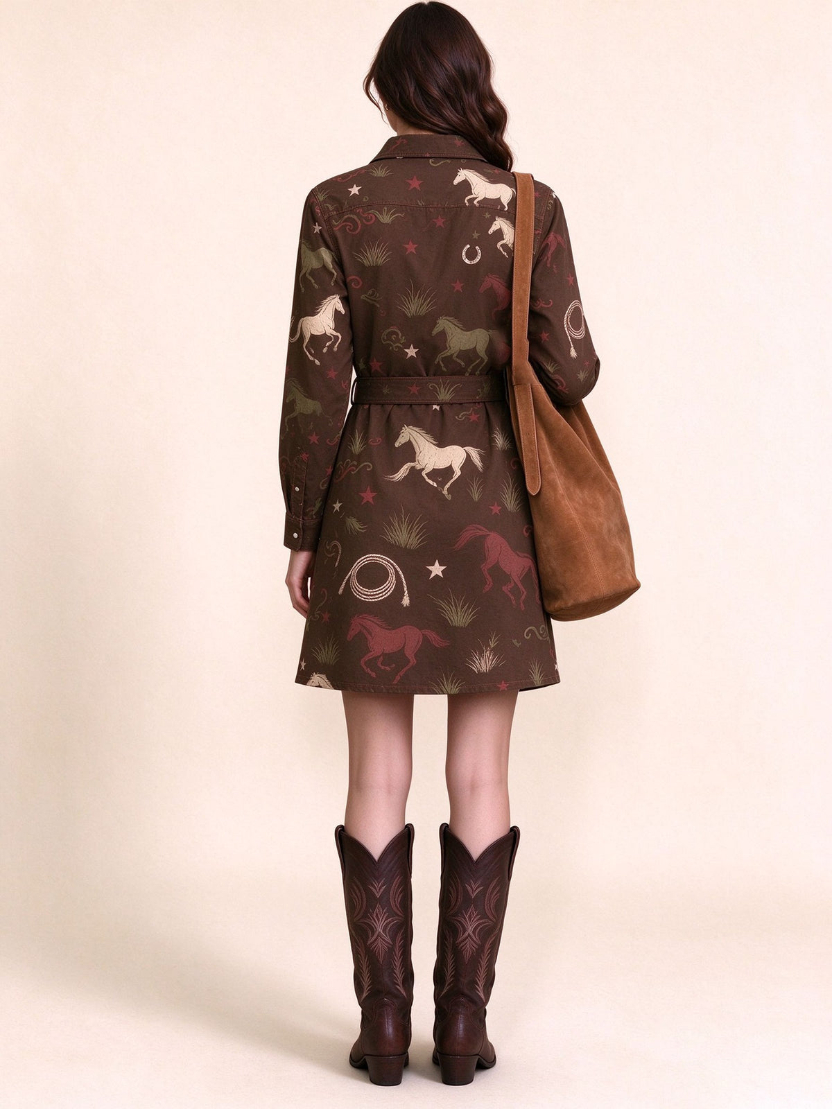 Sagebrush Ride Belted Shirt Dress