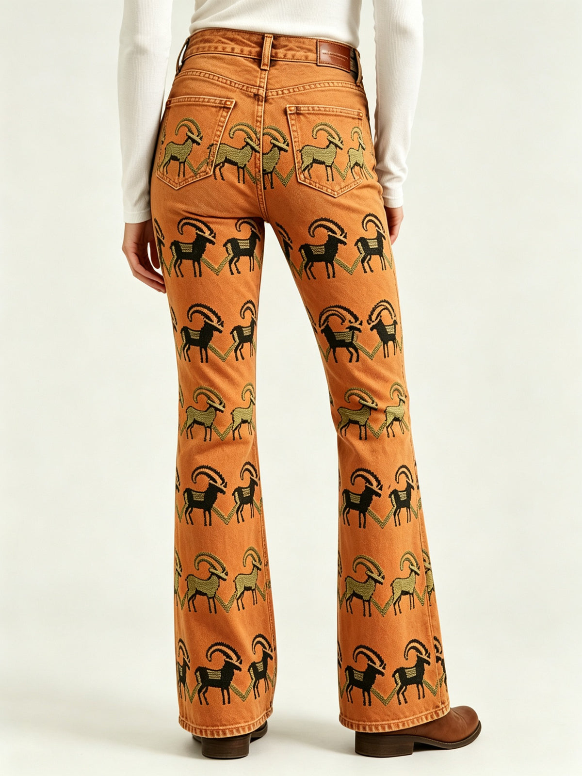Ramblin' Rust Bootcut Jeans – Back View – Riley – Burnt Orange
