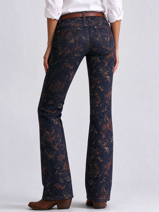 Prairie Rose Paisley Low-Rise Bootcut Jeans