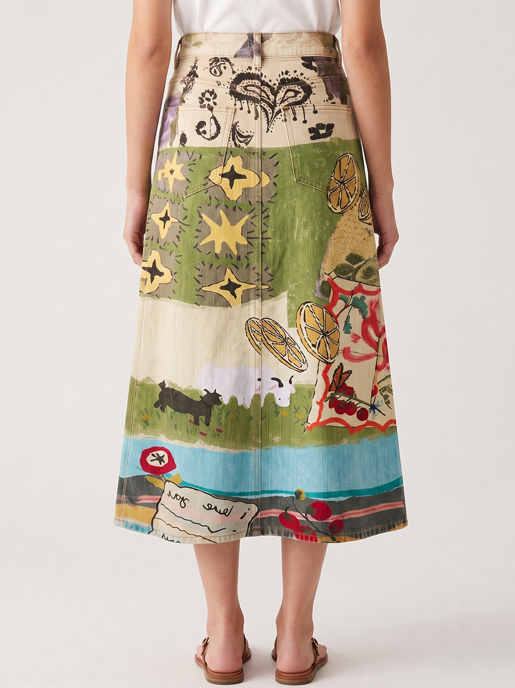 Cactus Love Letter RB-SKT10 – Back View – Jessie – beige, green