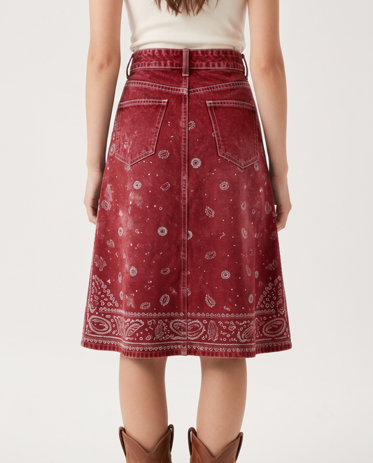 Red Paisley RB-SKT03 – Back View – Jessie – Red