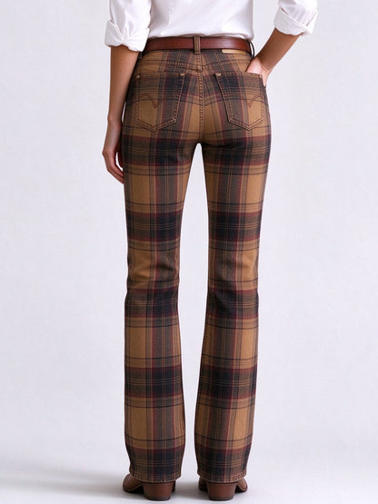 Rustler Plaid Low-Rise Bootcut Jeans