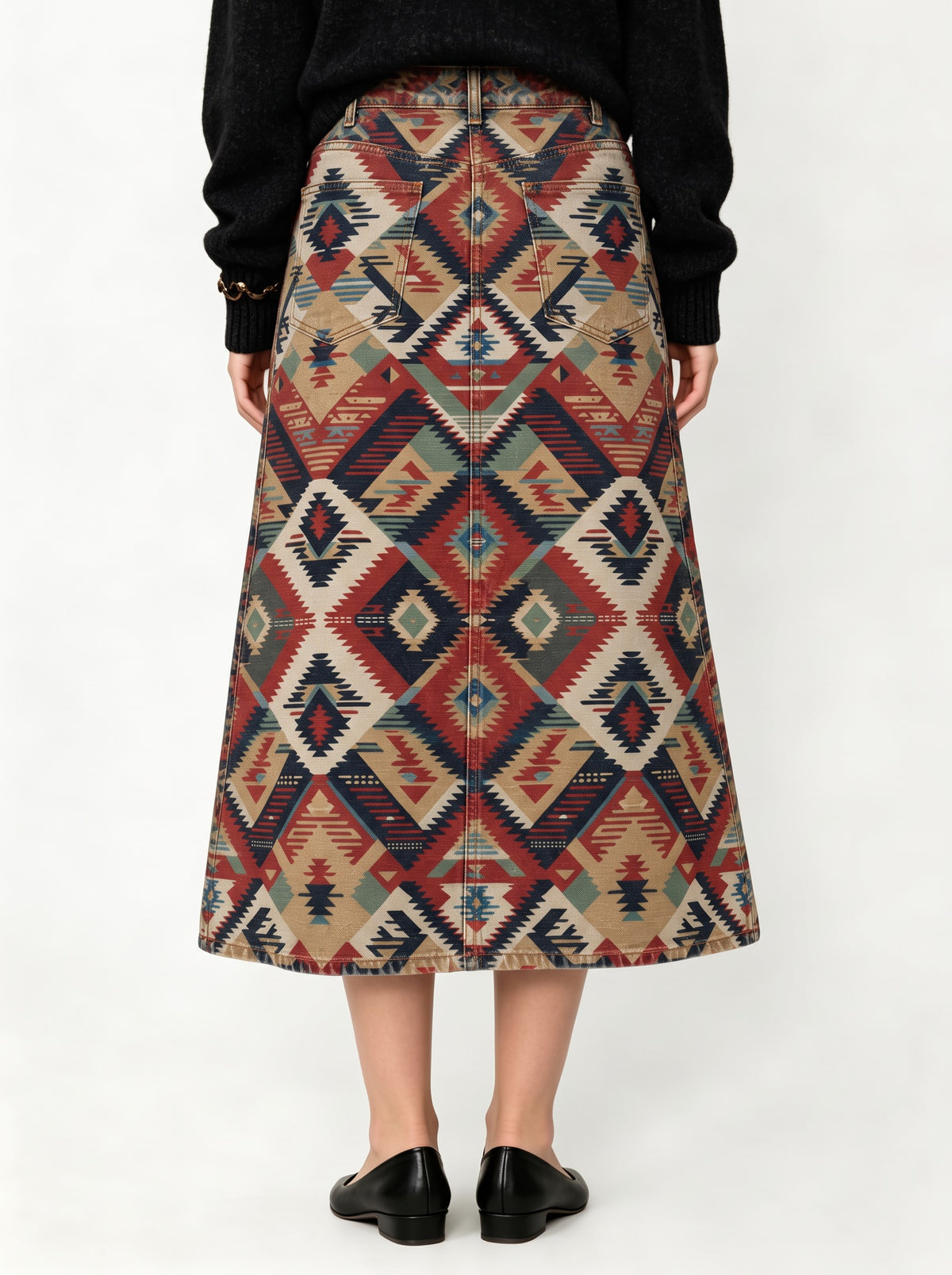 Desert Dreamweaver Ankle-Length Denim Skirt