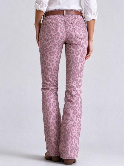 Rodeo Rose Leopard Low-Rise Bootcut Jeans
