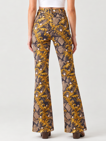 Golden Serpent Bootcut Jeans – Back View – Riley – Gold