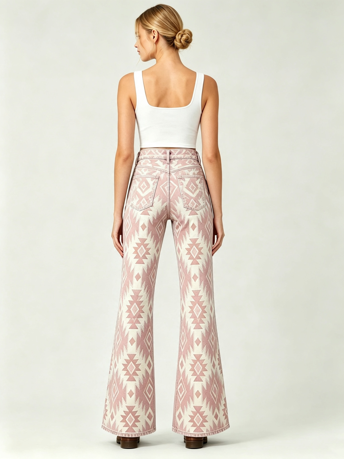 Chimayo Star Bootcut Jeans – Back View – Riley – Pink