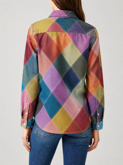Prairie Patchwork Multicolor Geometric RB-TOP16 – Back View – Riley – Multicolor