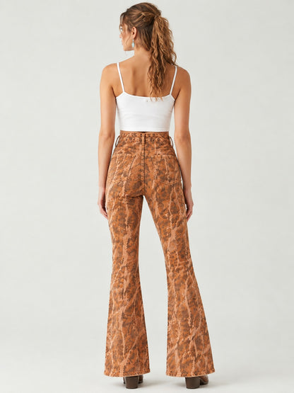 Desert Serpent Bootcut Jeans – Back View – Riley – terracotta