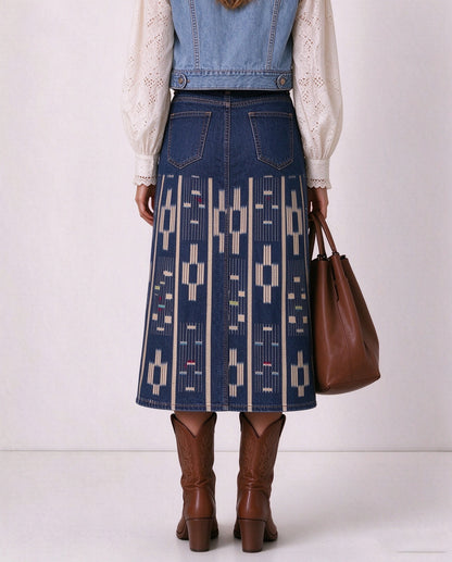 Rio Grande Diamonds Denim Midi Skirt