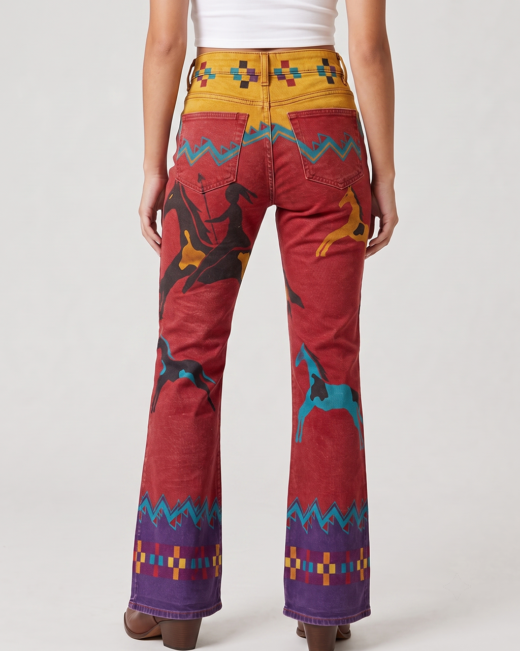 Canyon Horsewoman Bootcut Jeans – Back View – Riley – Red, Yellow