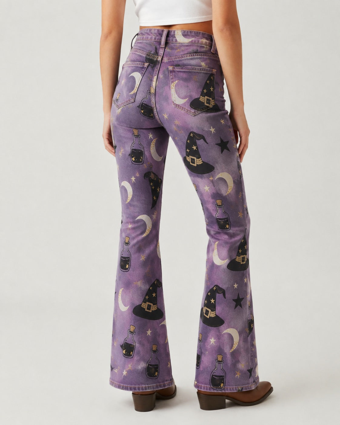 Moonlit Hex Bootcut Jeans – Back View – Riley – Purple
