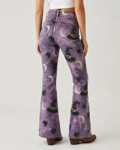Moonlit Hex Bootcut Jeans – Back View – Riley – Purple