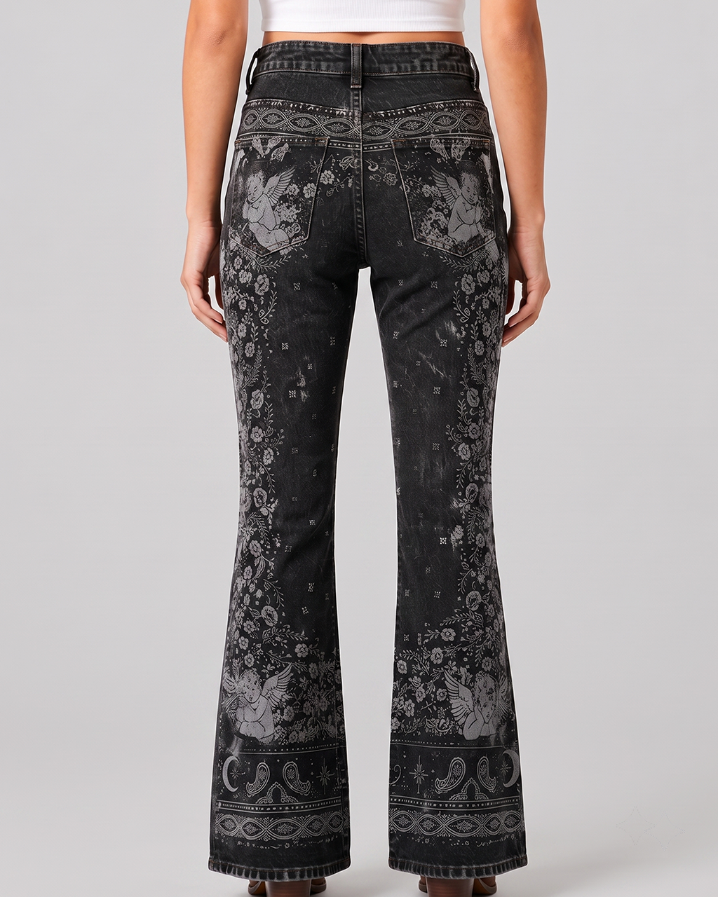 Cinder Angel Bootcut Jeans – Back View – Riley – black
