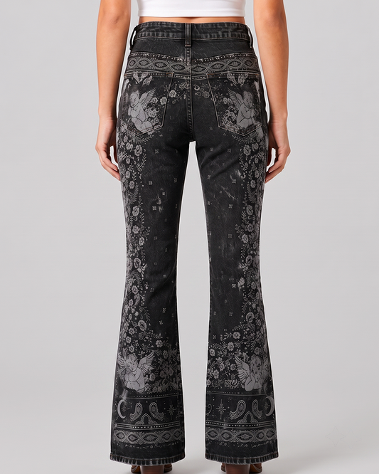 Cinder Angel Bootcut Jeans – Back View – Riley – black