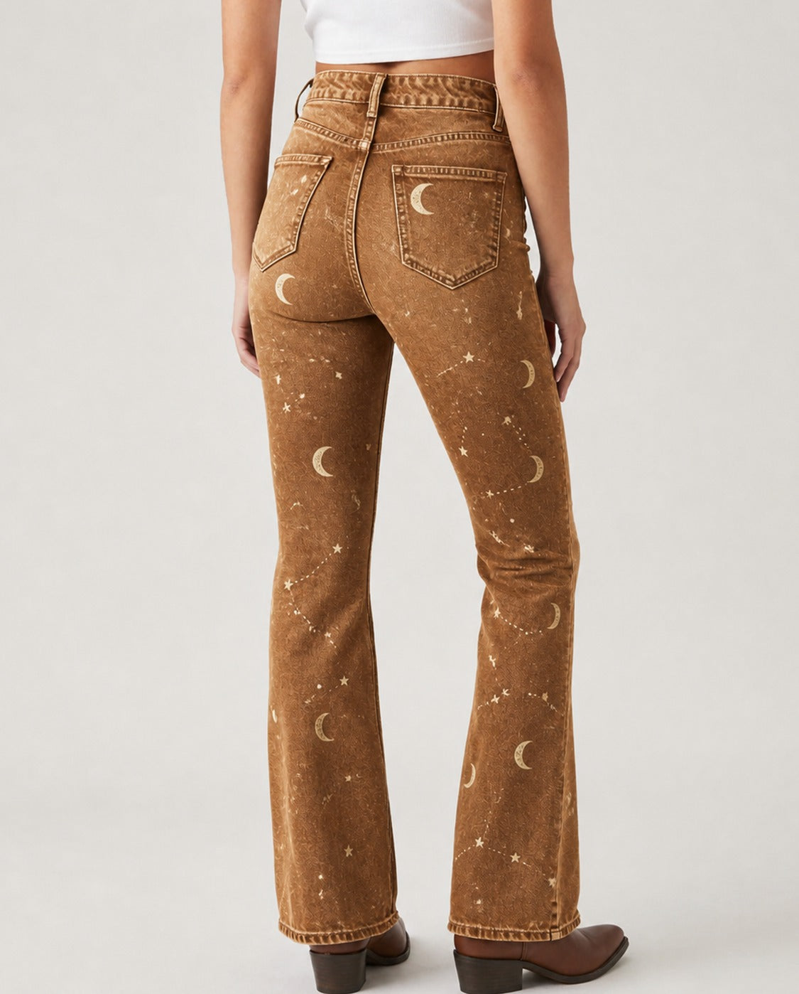 Stardust Trails Brown Bootcut Jeans – Back View – Riley – brown