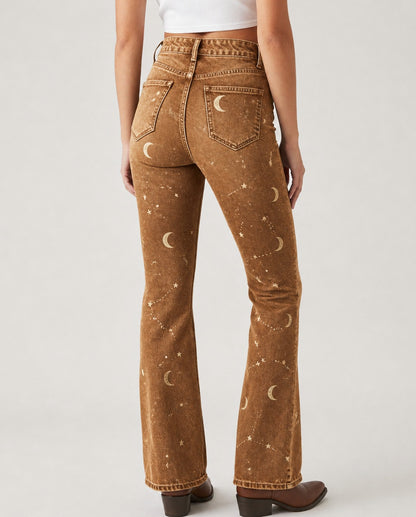 Stardust Trails Brown Bootcut Jeans – Back View – Riley – brown